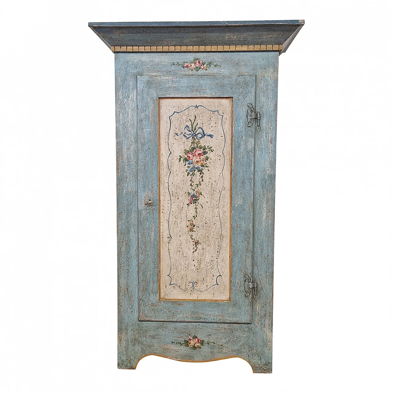 Tyrolean-style blue lacquered cupboard, 1980s 2