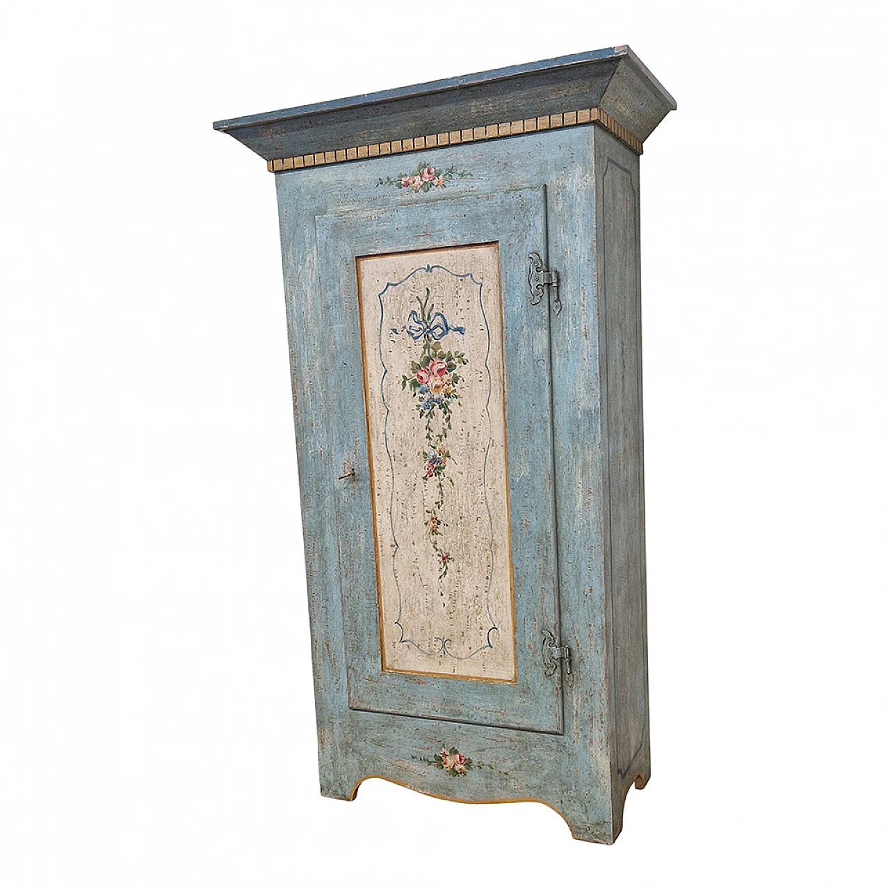 Tyrolean-style blue lacquered cupboard, 1980s 4