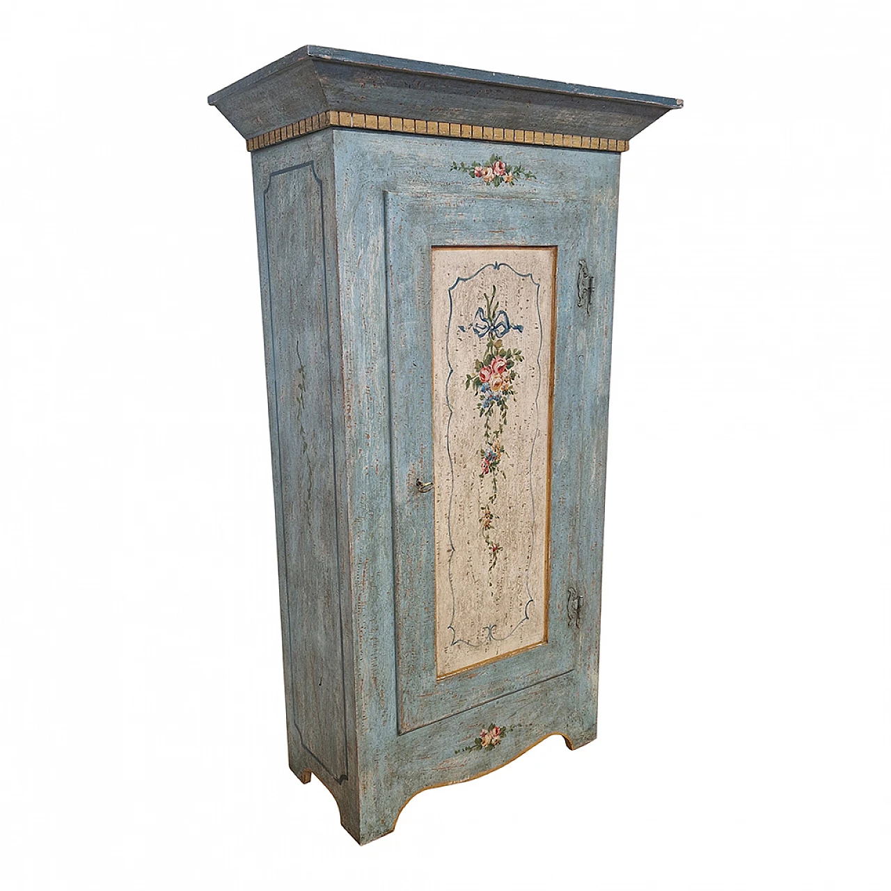 Tyrolean-style blue lacquered cupboard, 1980s 5