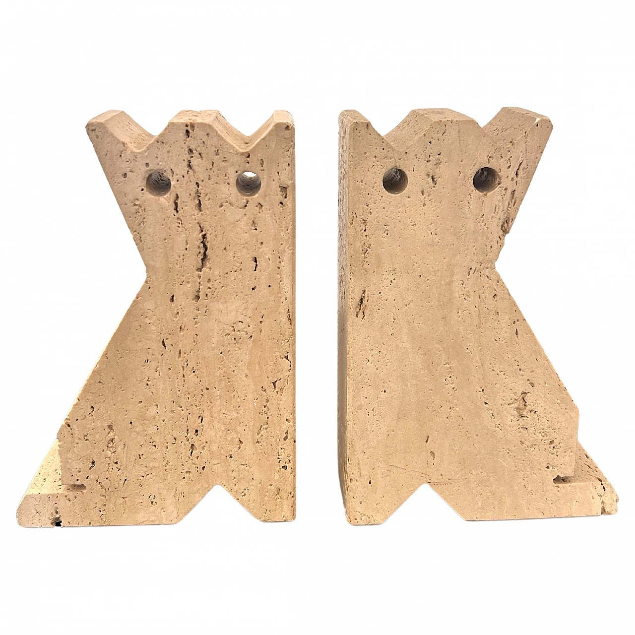 Pair of travertine cat bookends by Enzo Mari, 1970s 1