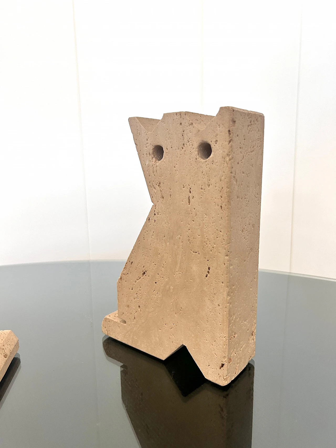 Pair of travertine cat bookends by Enzo Mari, 1970s 7