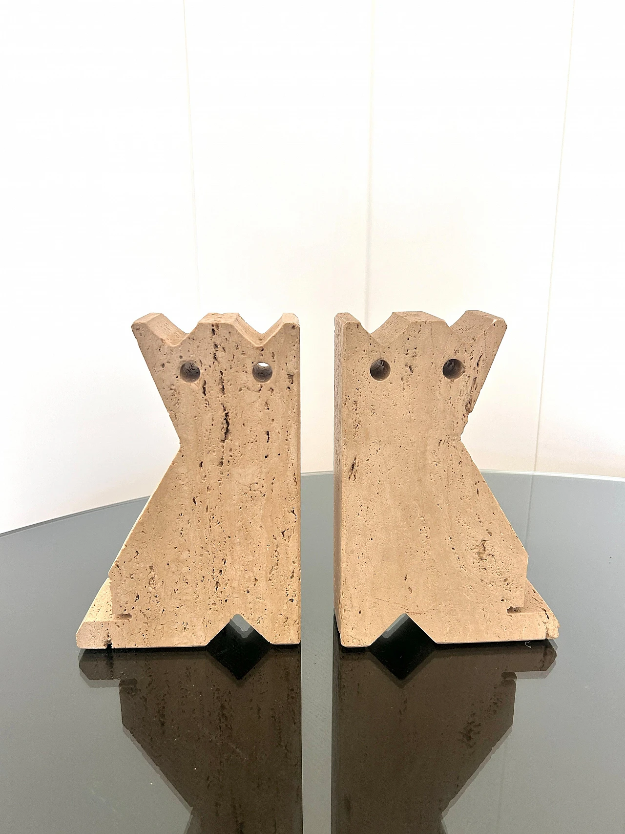 Pair of travertine cat bookends by Enzo Mari, 1970s 9