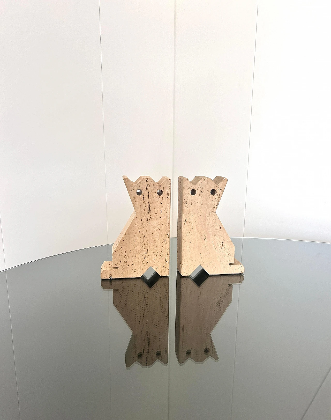 Pair of travertine cat bookends by Enzo Mari, 1970s 10