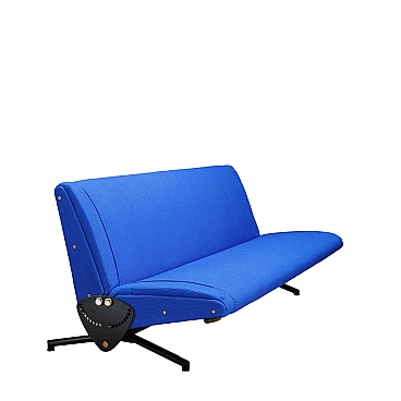 D70 sofa in metal and blue fabric by Osvaldo Borsani for Tecno, 1954