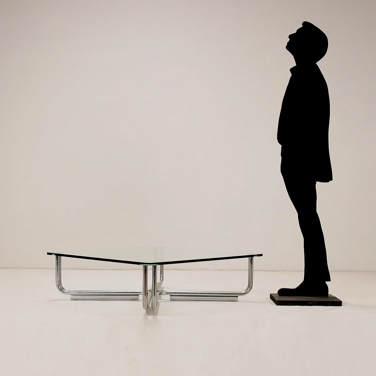 Coffee table in glass and steel by Gianfranco Frattini for Cassina, 1970s 2