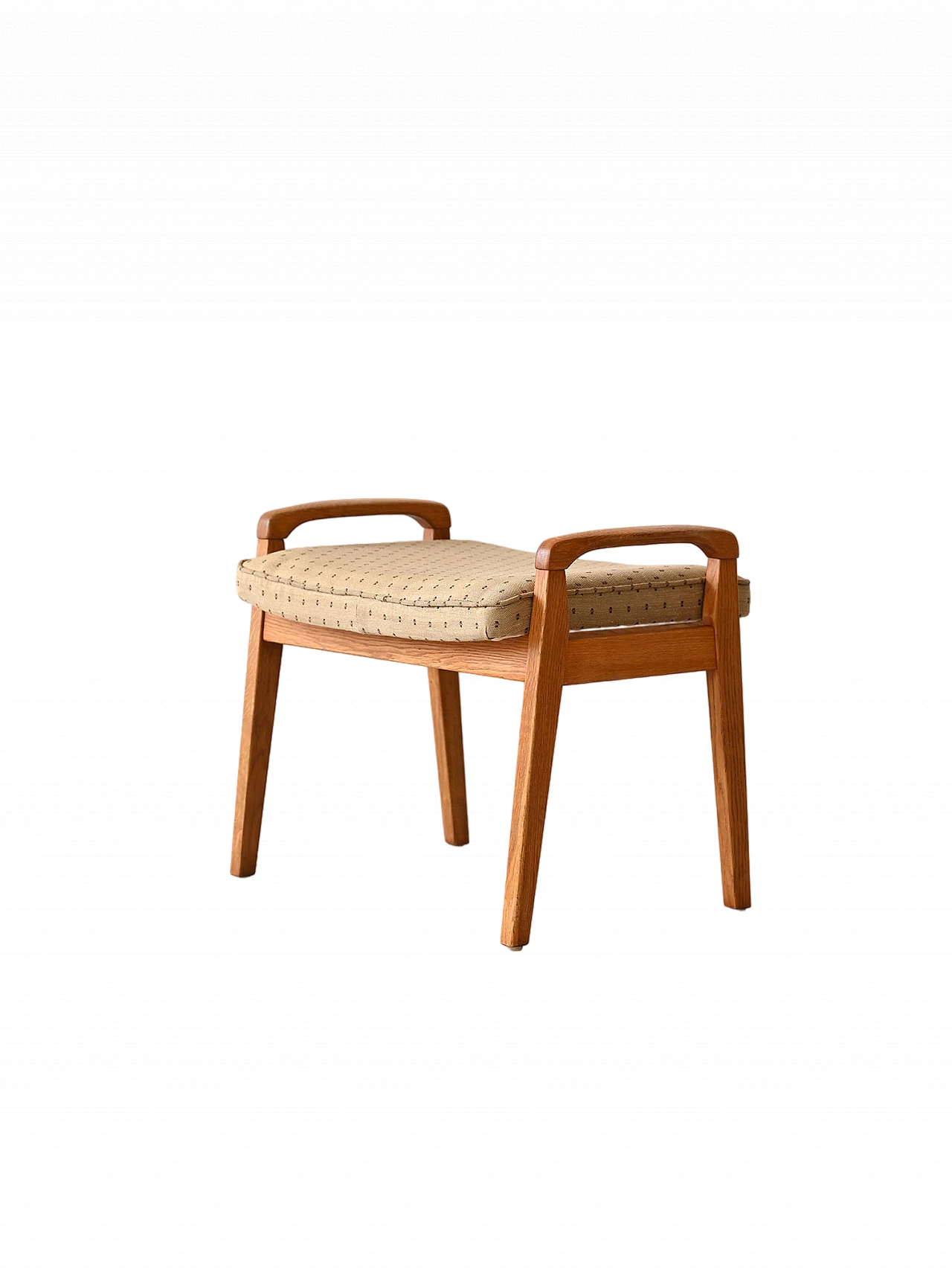 Scandinavian light oak and fabric stool, 1960s 11