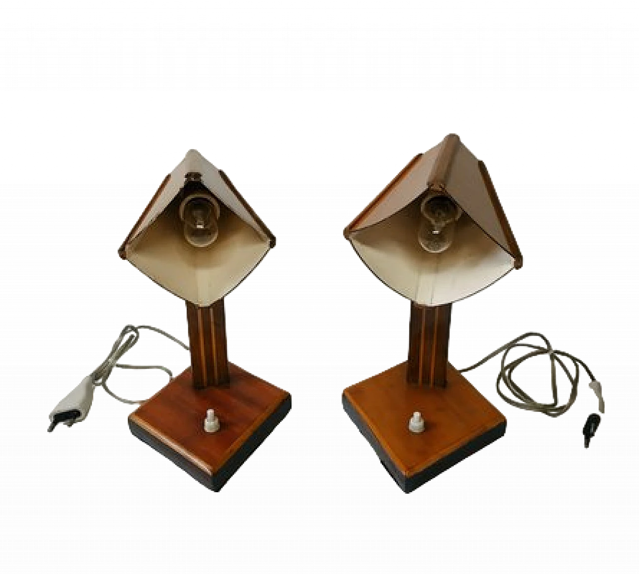 Pair of wooden table lamps, 1950s 7