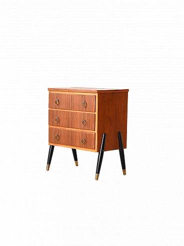 Scandinavian teak chest of drawers with black painted legs, 1960s