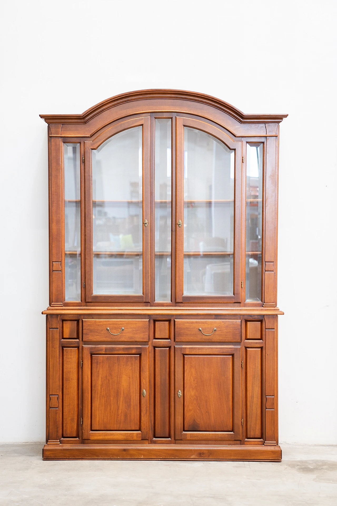 Walnut-stained carved beech display case, 1980s 1