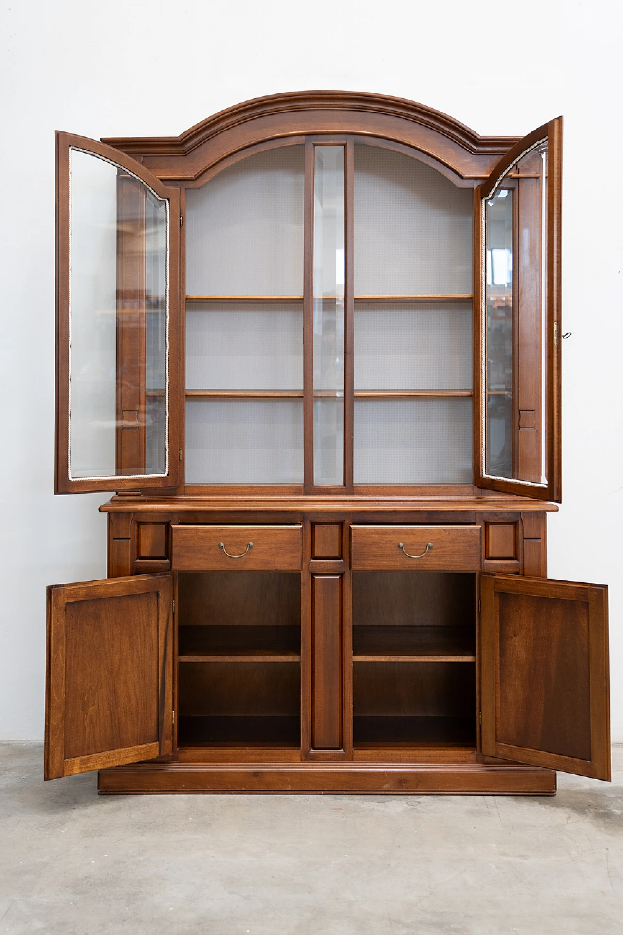 Walnut-stained carved beech display case, 1980s 3