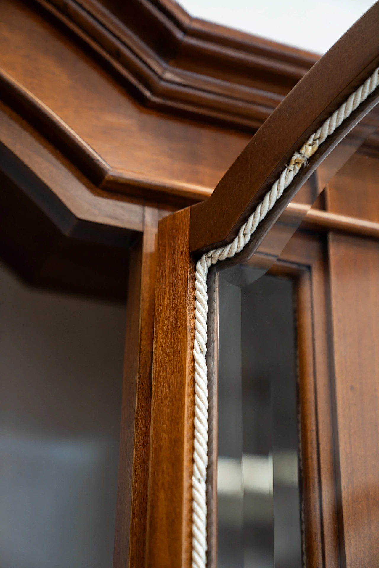 Walnut-stained carved beech display case, 1980s 5