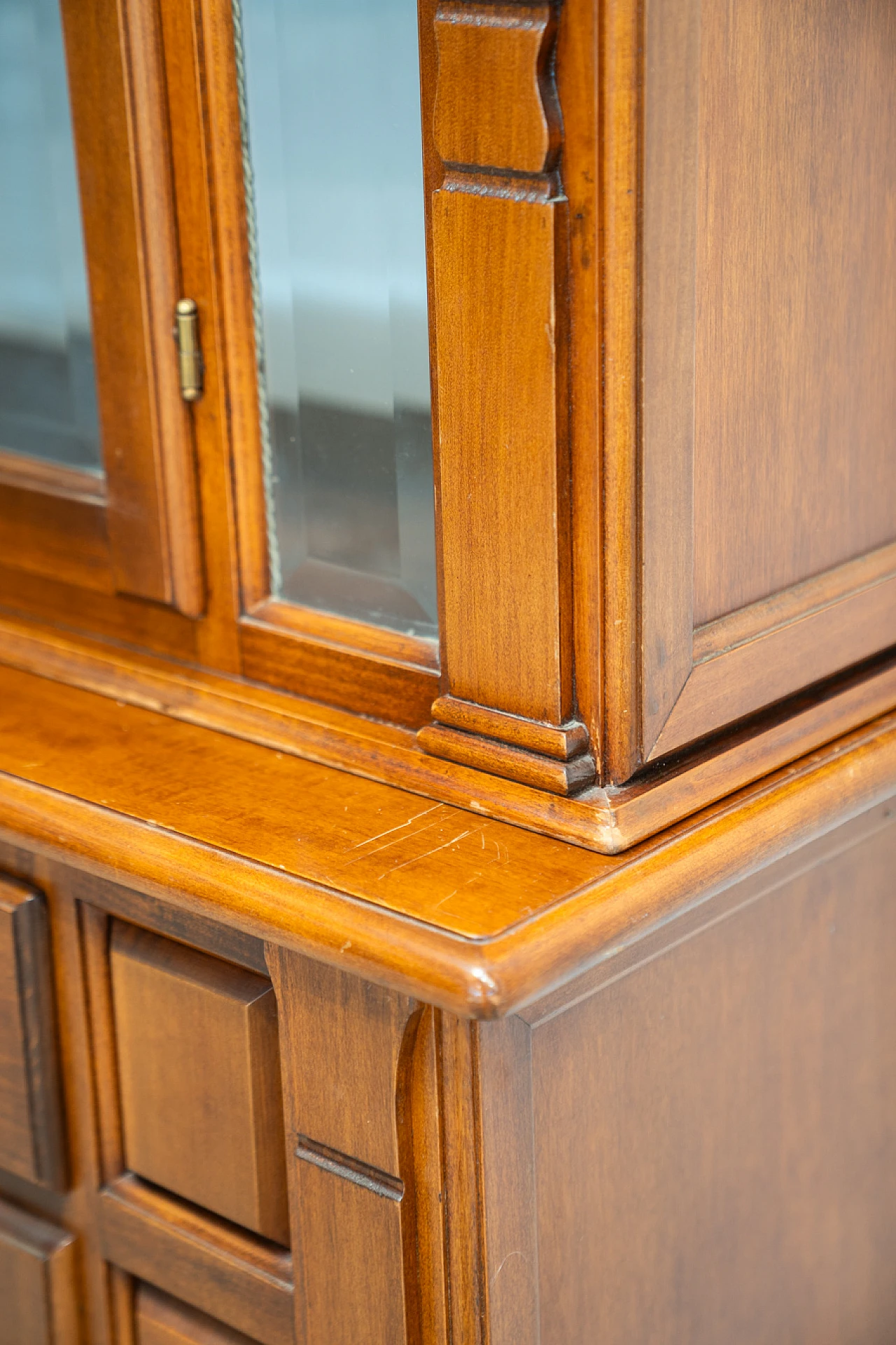 Walnut-stained carved beech display case, 1980s 22