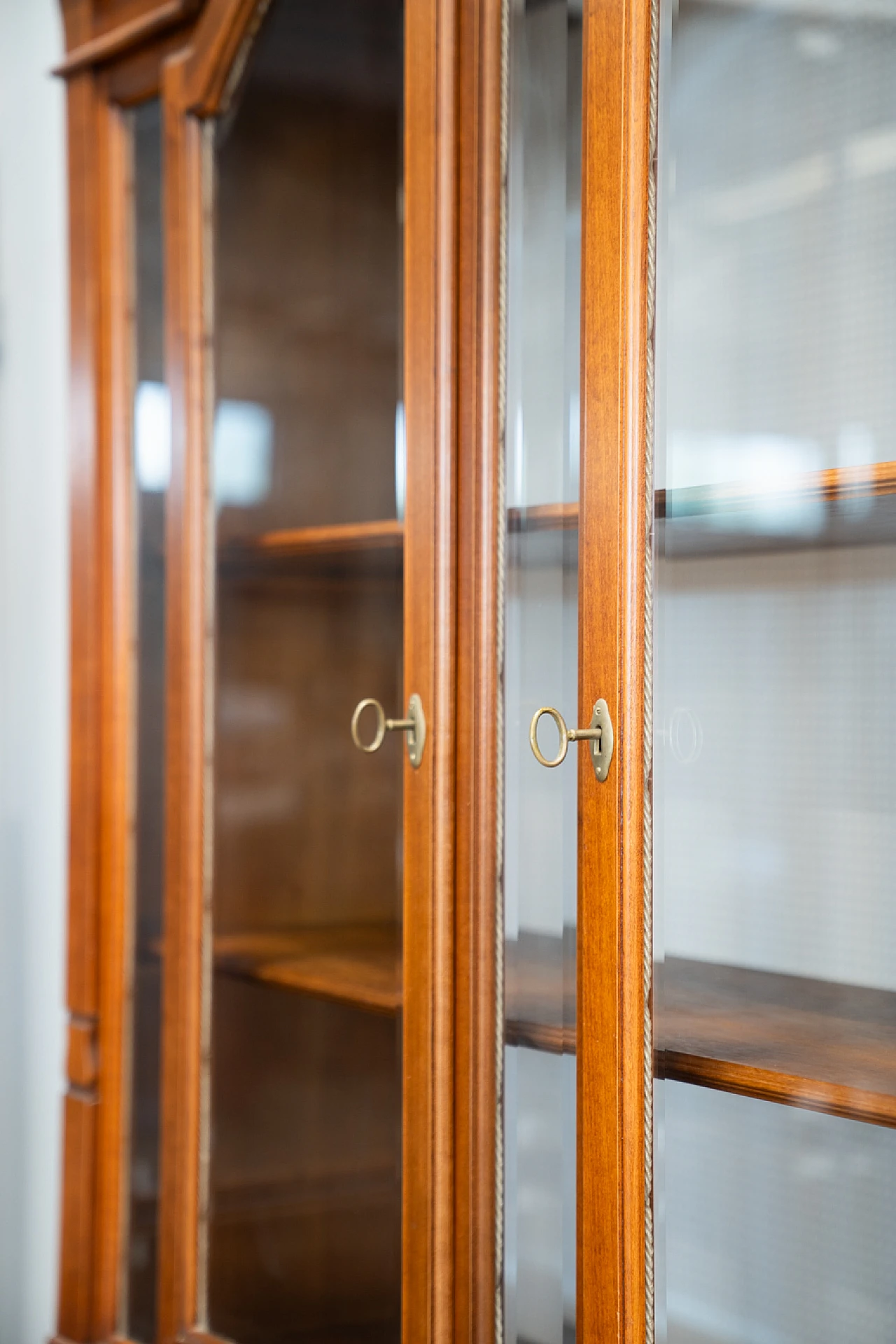 Walnut-stained carved beech display case, 1980s 24