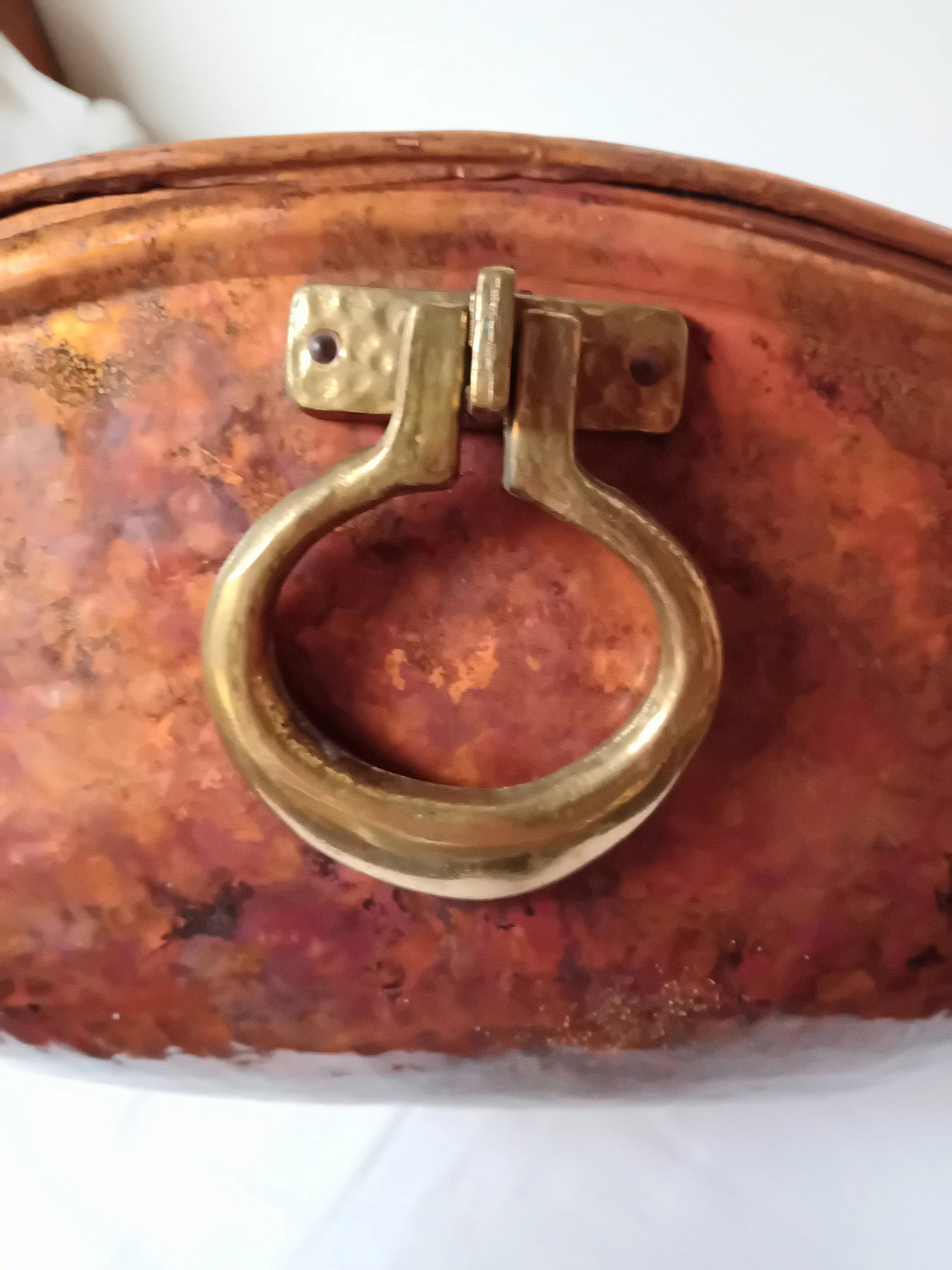 Copper bottle holder with brass handles, 1990s 4