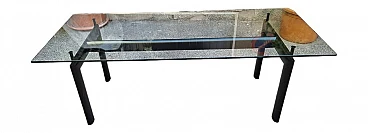 Tavolo LC6 in vetro e ferro di Le Corbusier per Cassina, anni '80