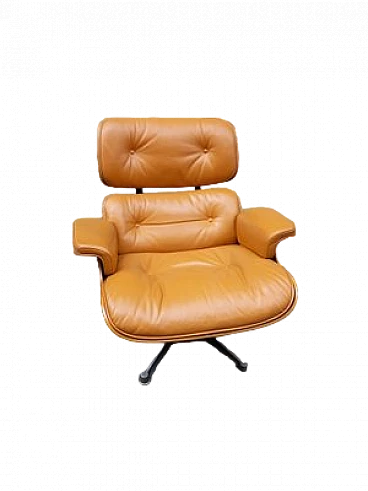 Brown leather armchair by C. & R. Eames for ICF De Padova, 1960s