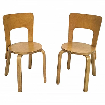 Pair of 66 chairs by Alvar Aalto for Artek, 1960s