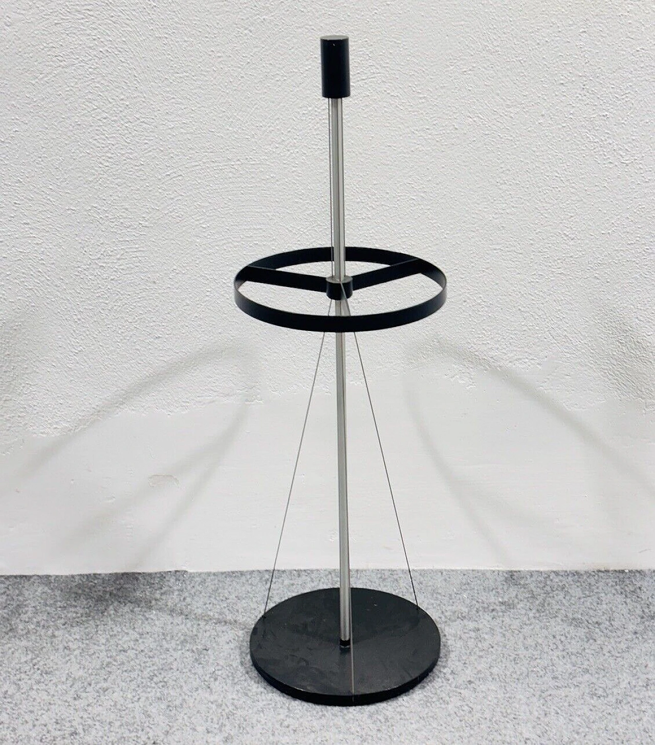 Chromed and black metal umbrella stand, 1980s 1