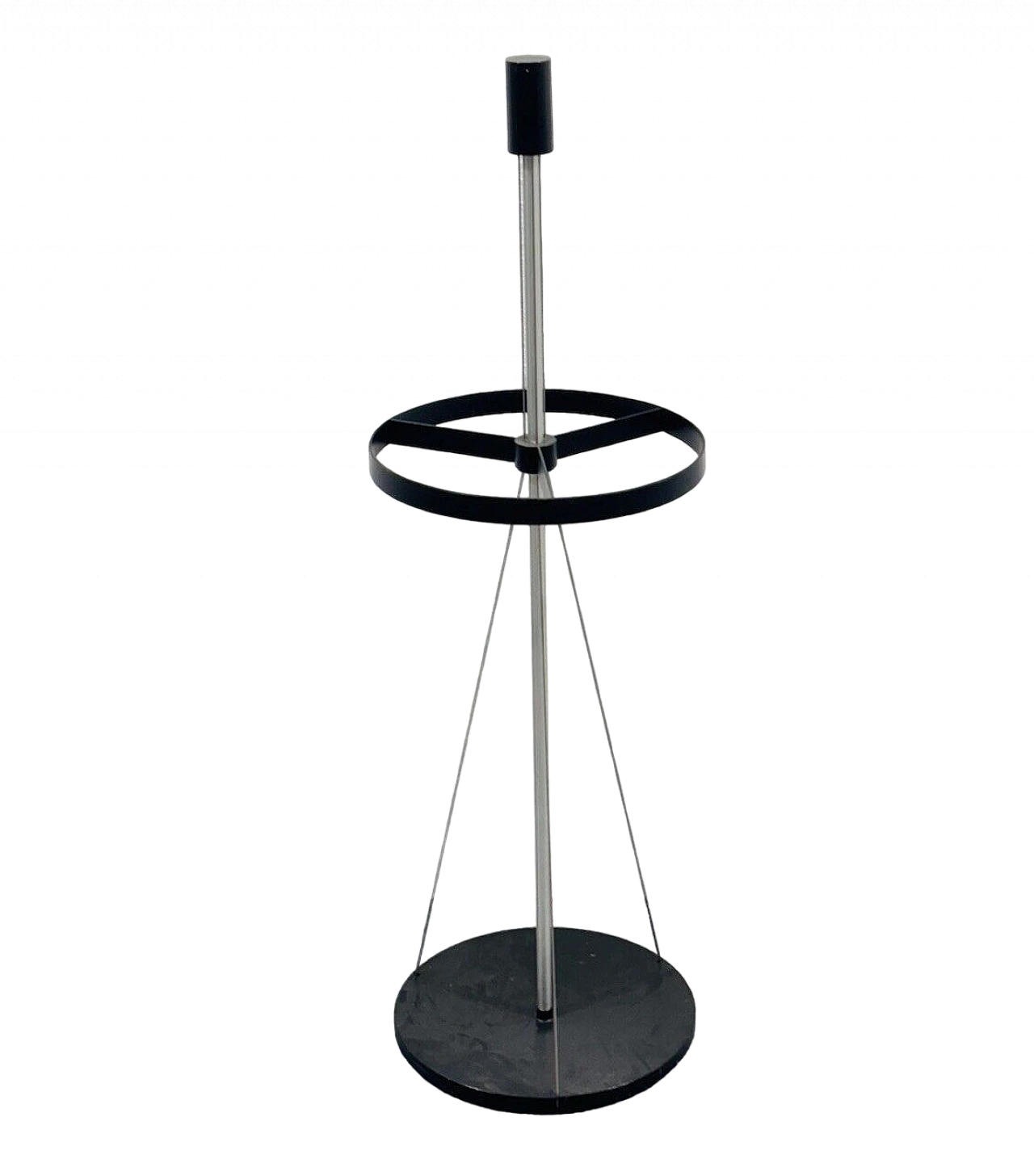 Chromed and black metal umbrella stand, 1980s 2