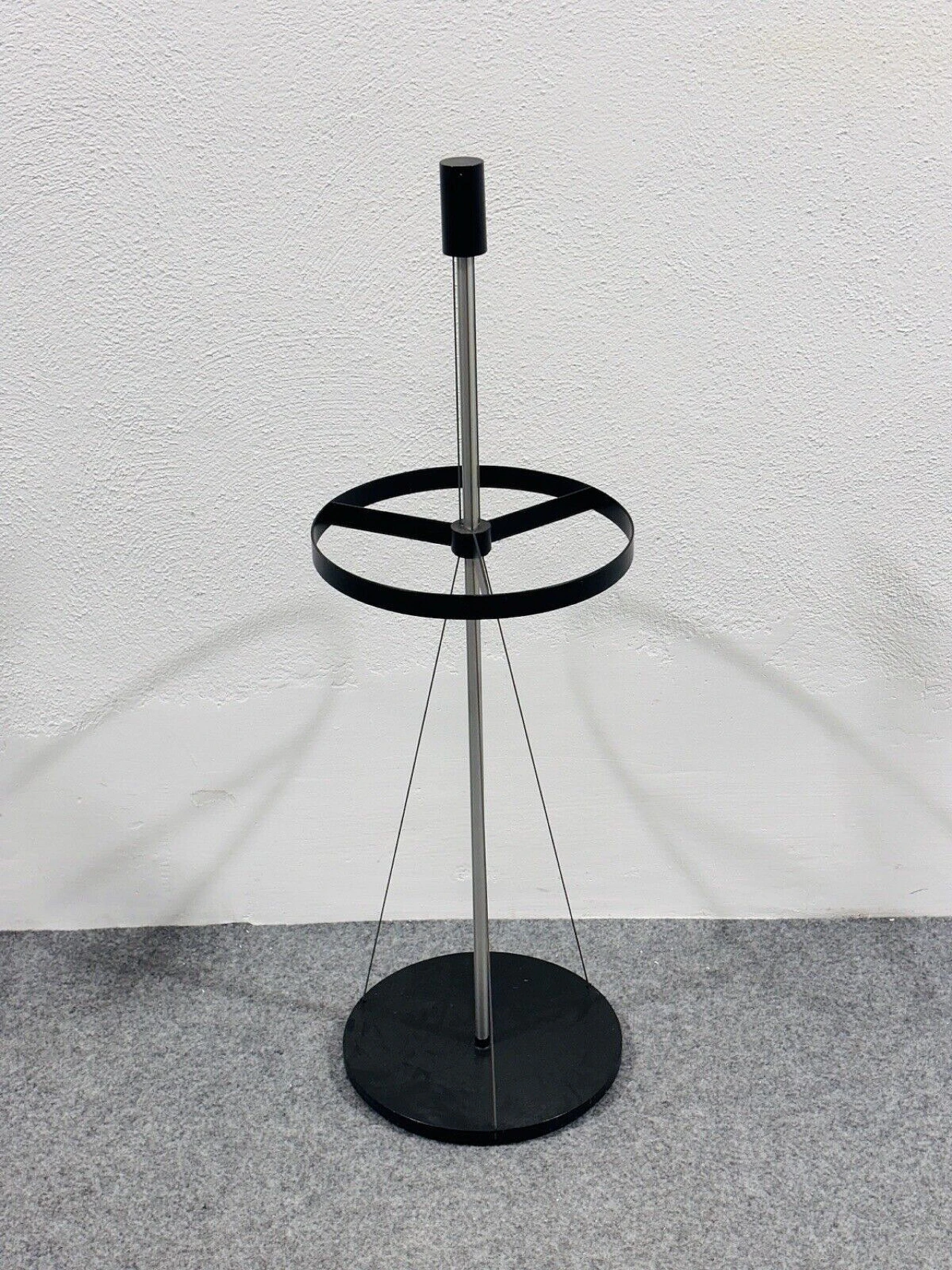 Chromed and black metal umbrella stand, 1980s 4