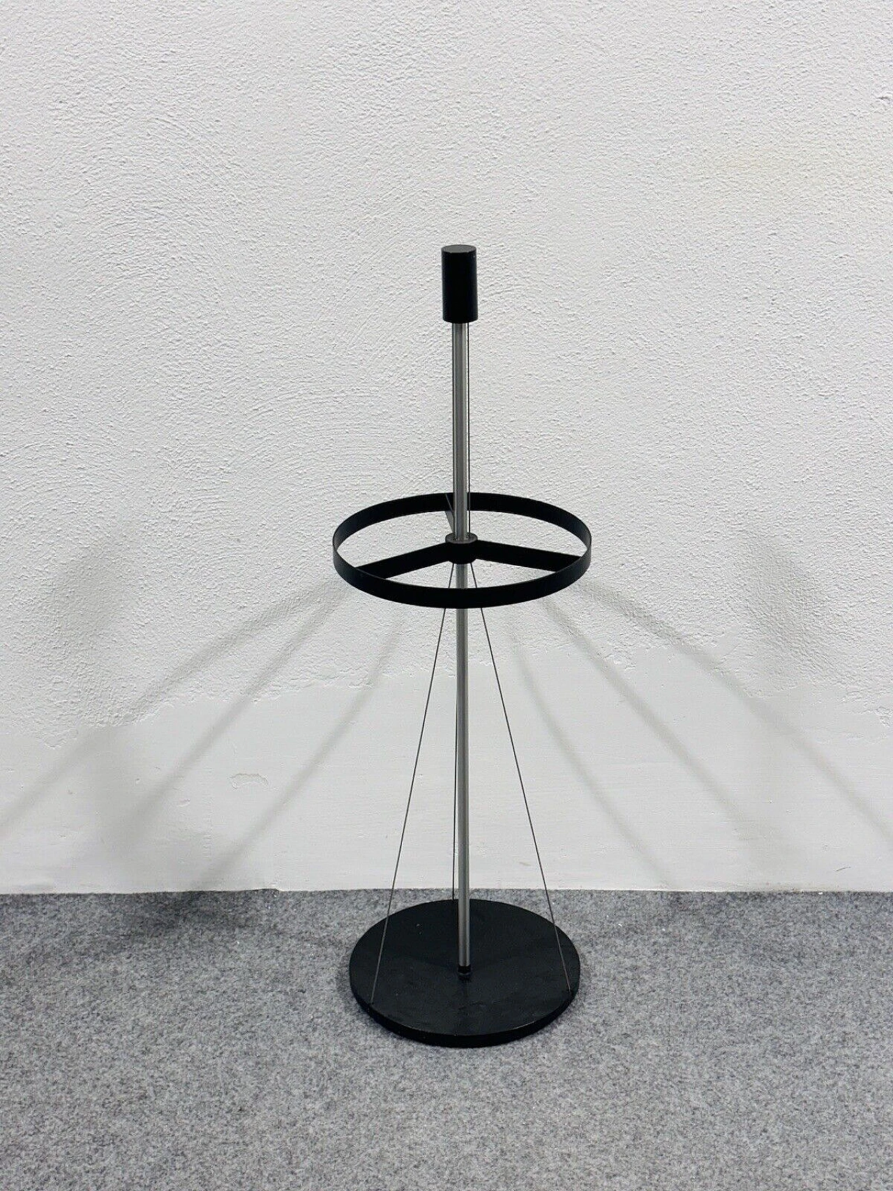 Chromed and black metal umbrella stand, 1980s 5