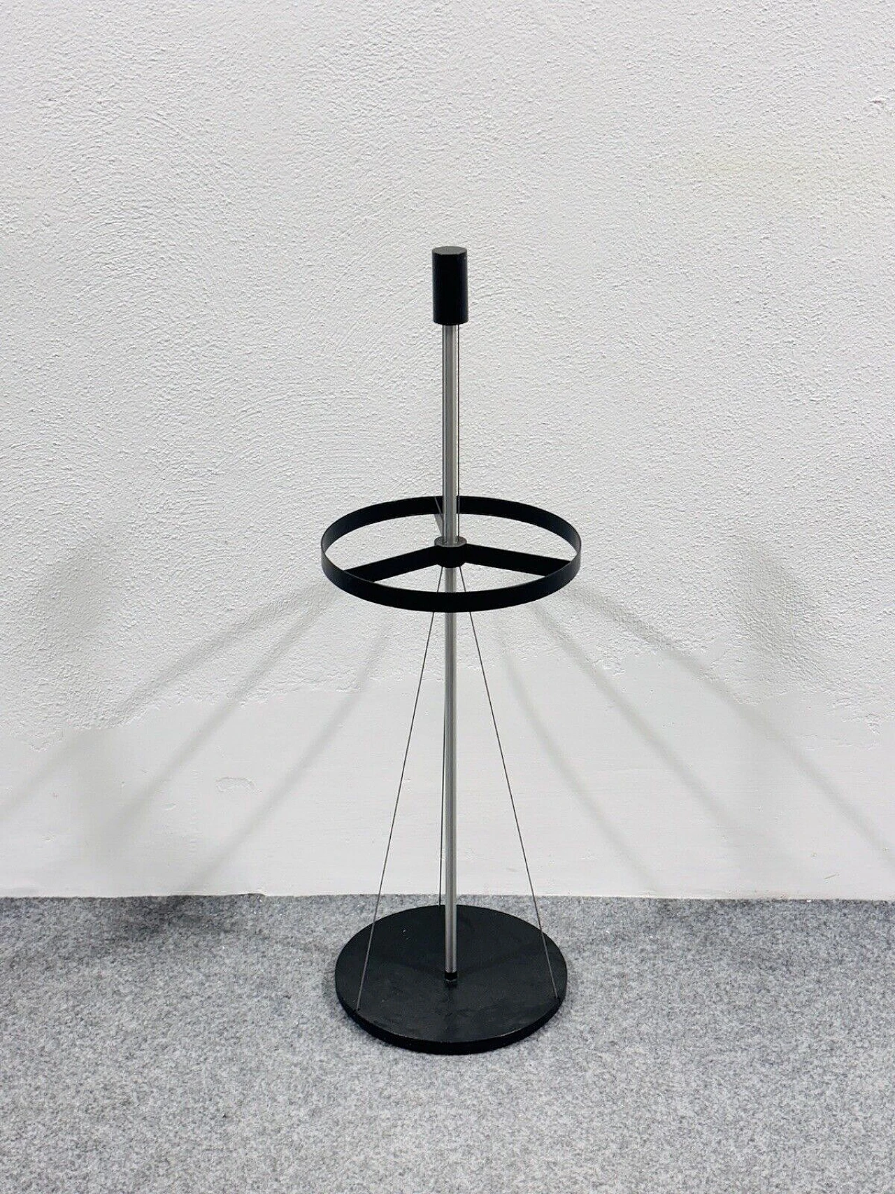 Chromed and black metal umbrella stand, 1980s 6