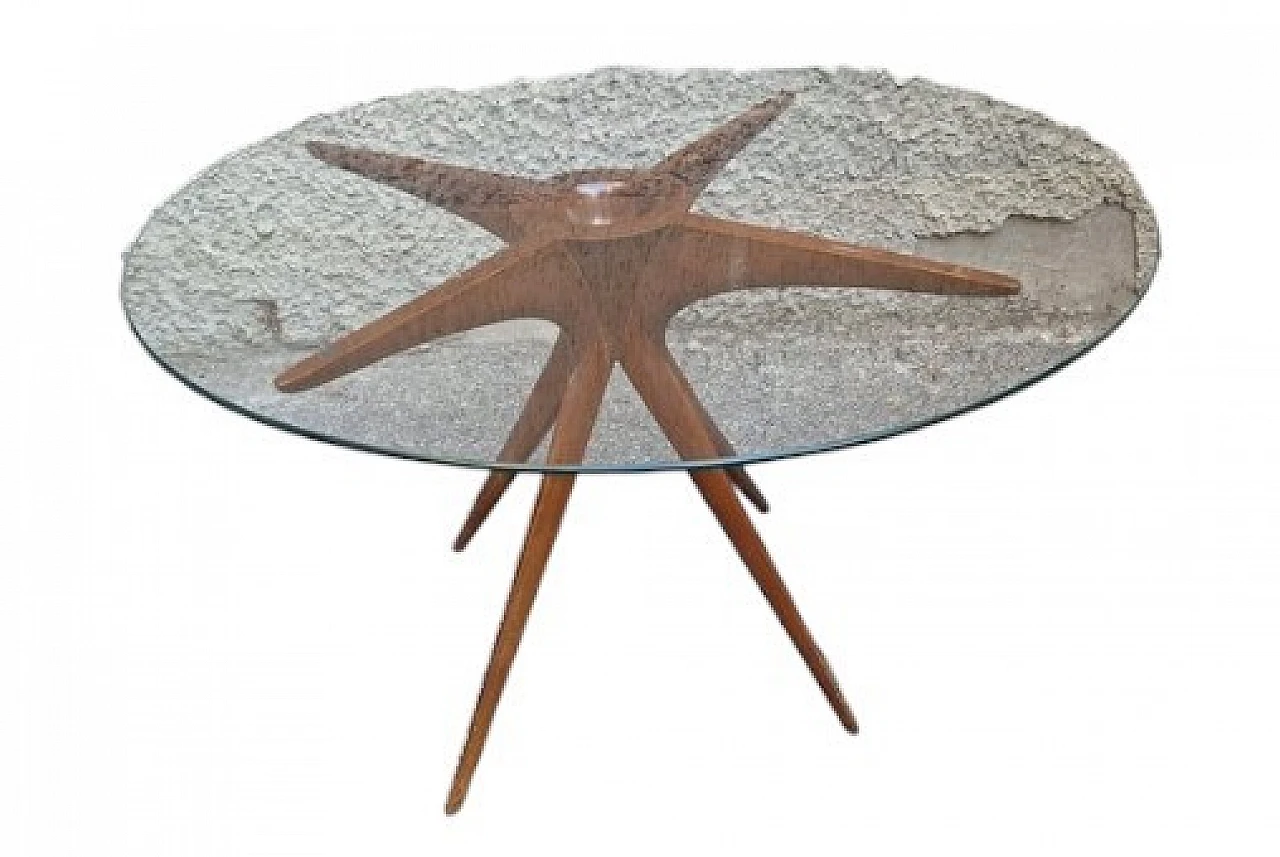 Round coffee table in rosewood & glass by Cesare Lacca, 1950s 6