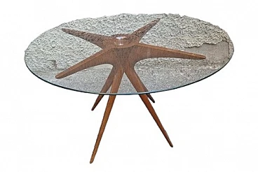 Round coffee table in rosewood & glass by Cesare Lacca, 1950s