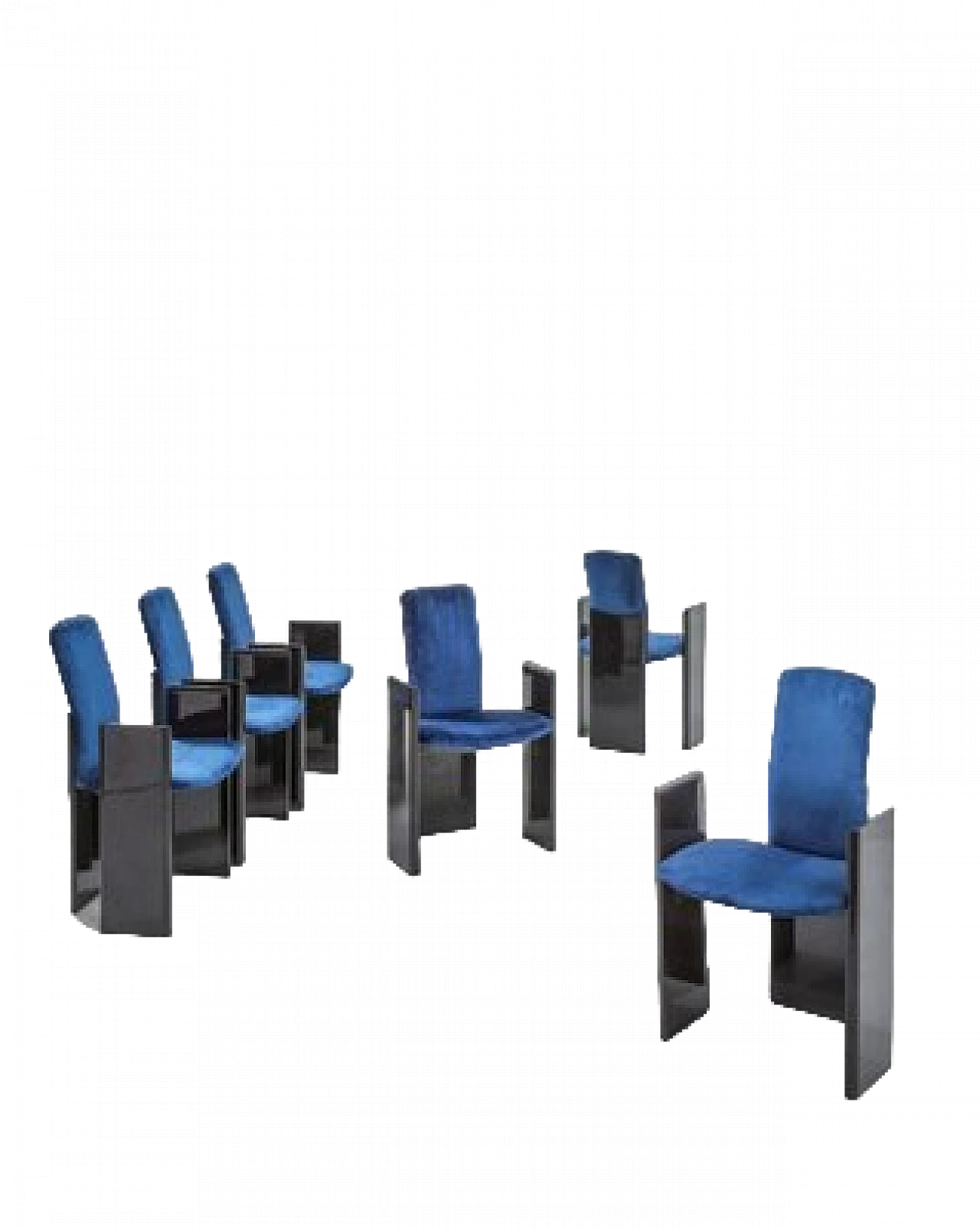 6 Dining chairs in black & blue by M. Kawakami from Arflex, 1960s 8