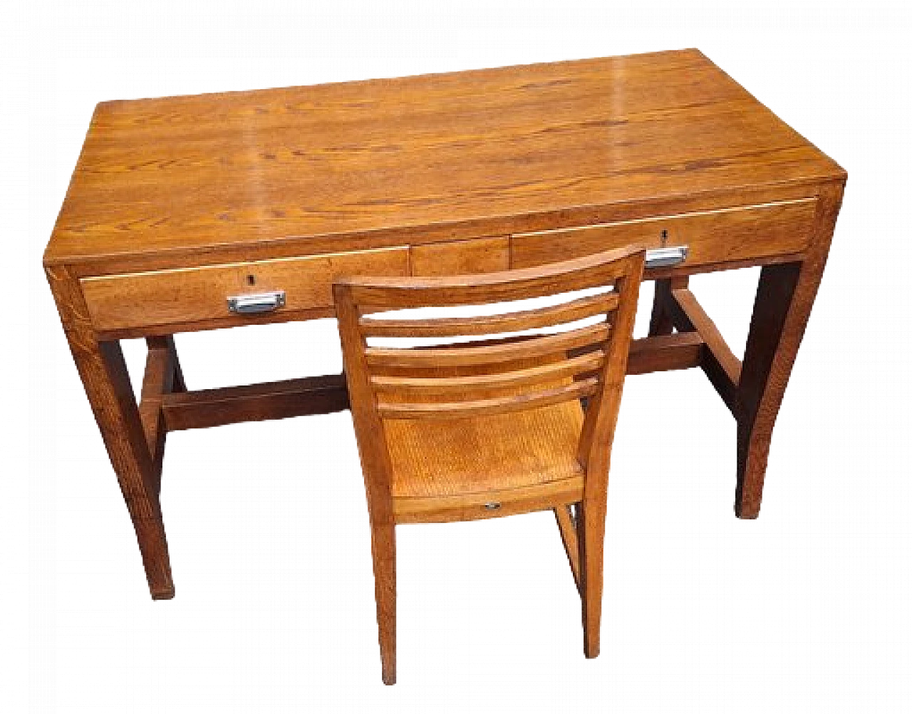 Wooden desk with double drawer and chair by Gio Ponti, 1940s 21