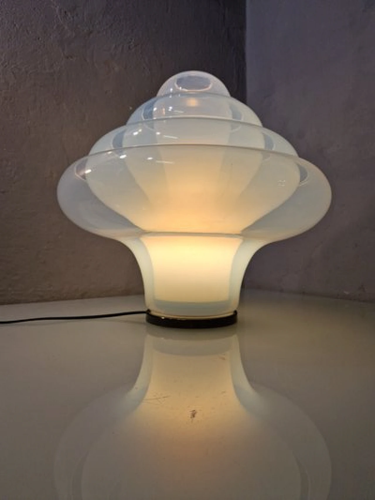 Lampada da tavolo Lotus di Carlo Nason per Mazzega, anni '80 1