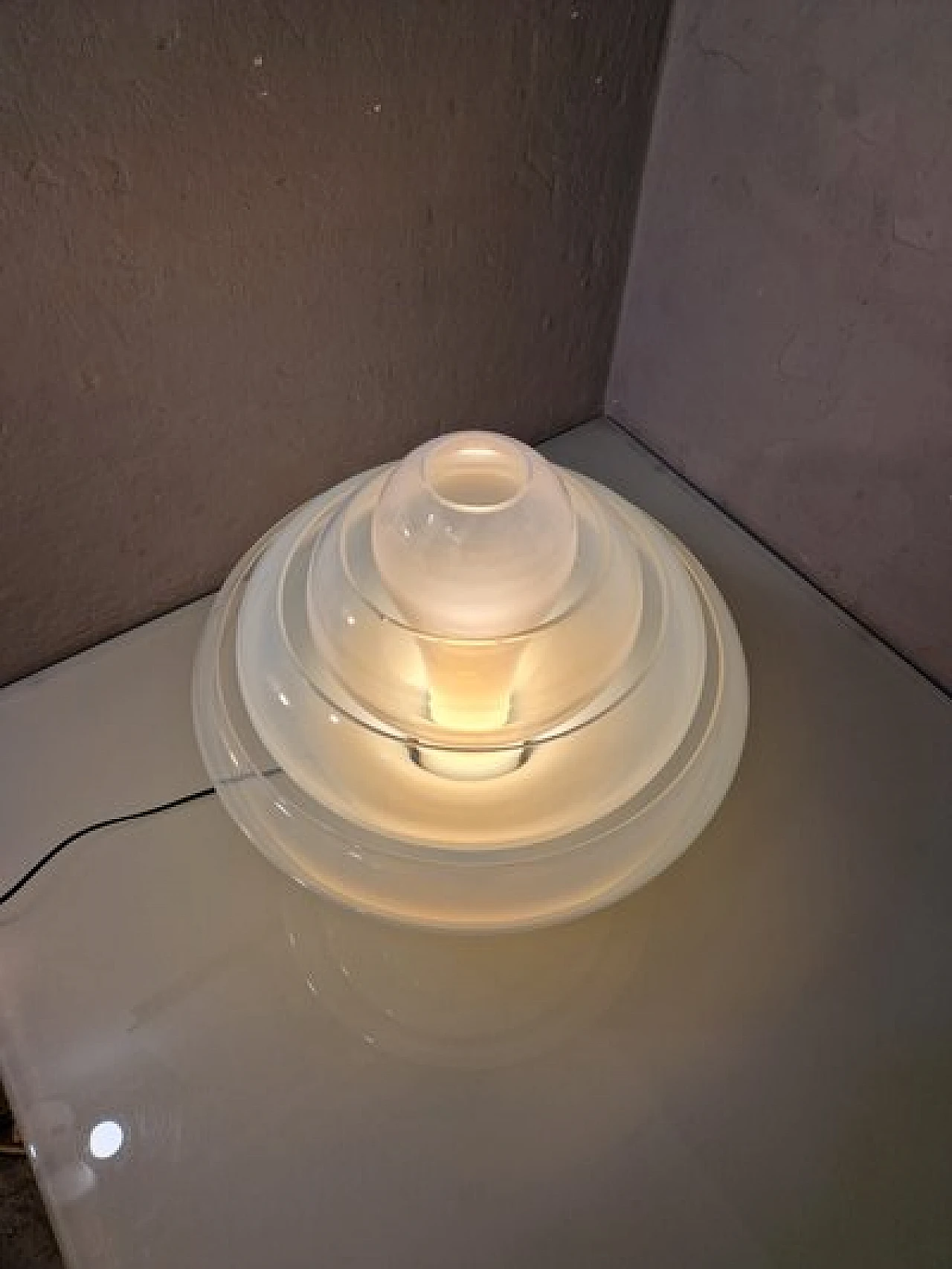 Lampada da tavolo Lotus di Carlo Nason per Mazzega, anni '80 3