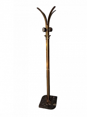 Brass, metal and marble floor coat rack, 1950s