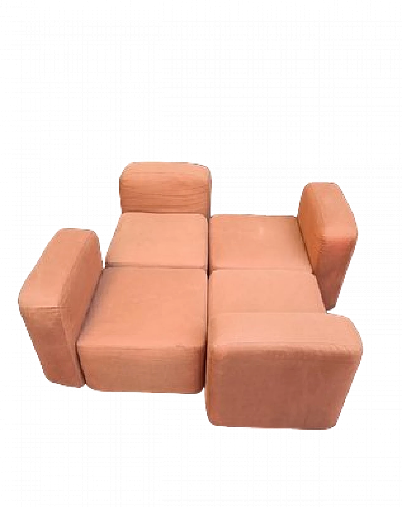 Modular sofa in orange fabric, iron and polyurethane, 1970s 7