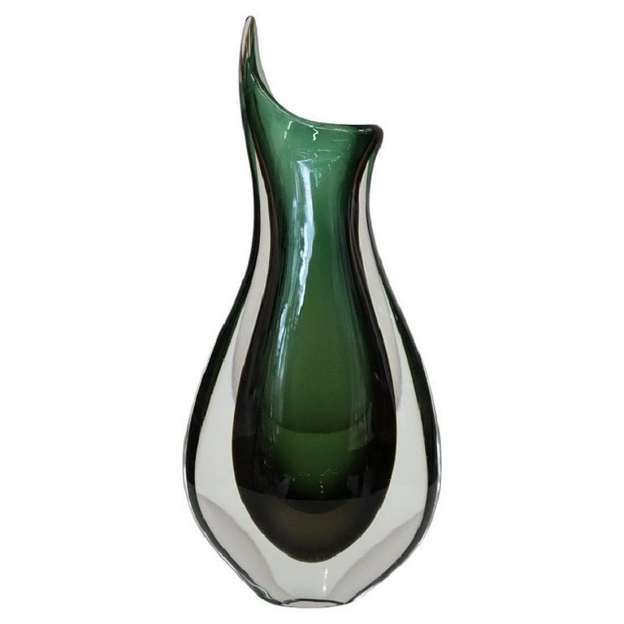 Green Murano glass vase by Flavio Poli for Seguso, 1960s 1