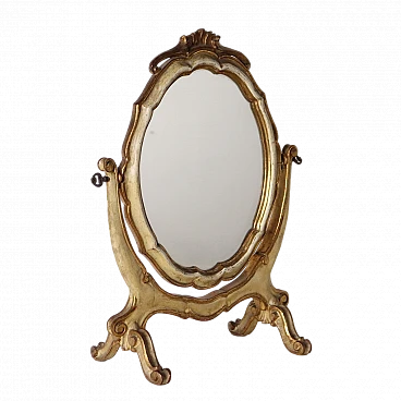 Specchio da tavolo basculante in legno laccato e dorato