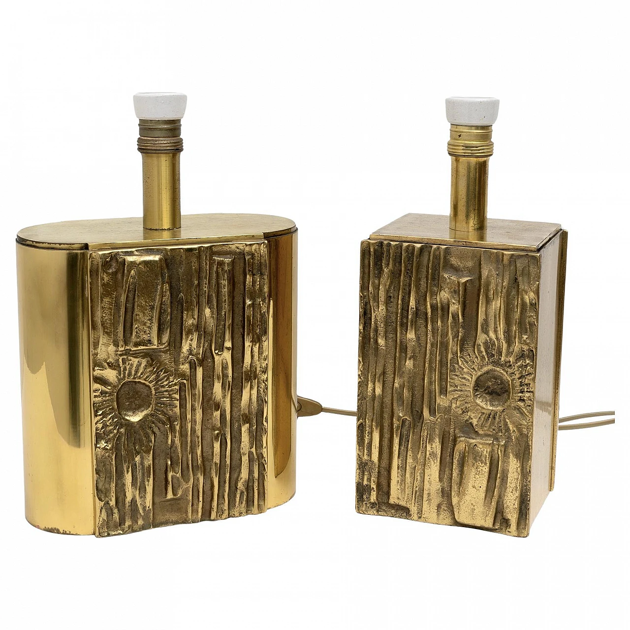 Pair of brass table lamps attributed to Angelo Brotto, 1960s 1