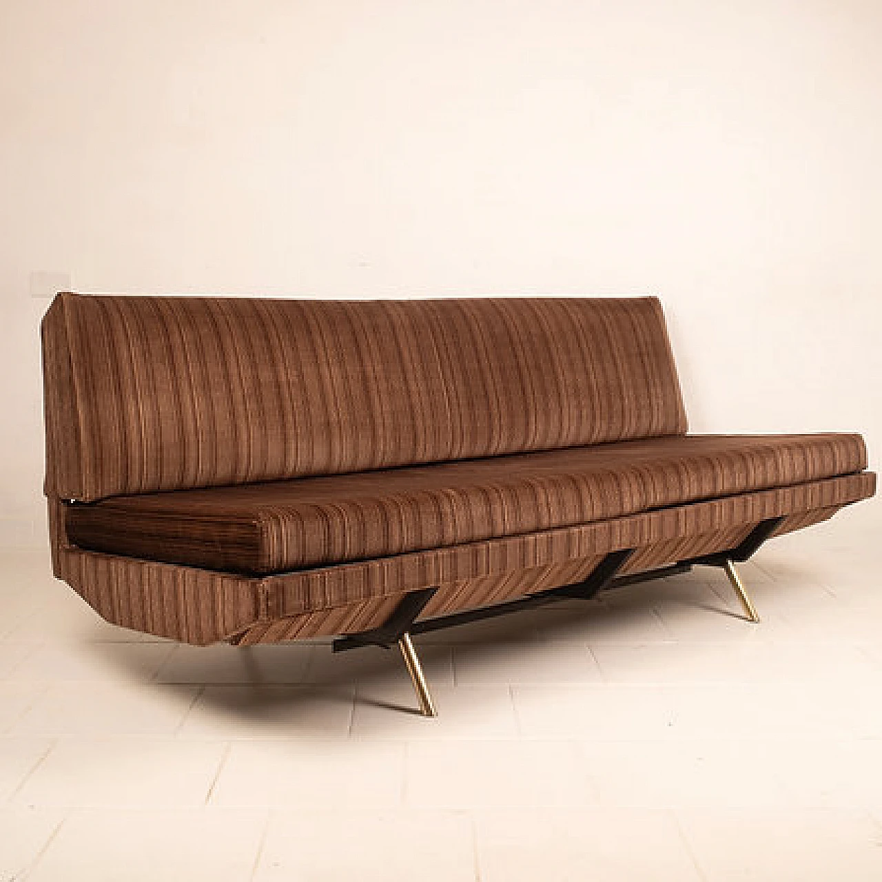 Velvet and brass convertible sofa by Pizzetti, 1950s 1