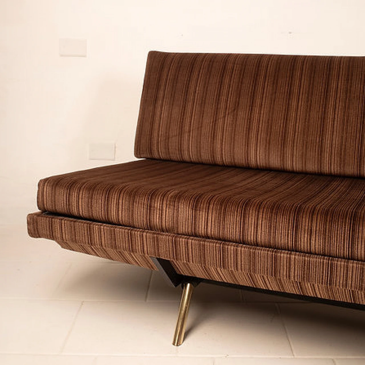 Velvet and brass convertible sofa by Pizzetti, 1950s 5