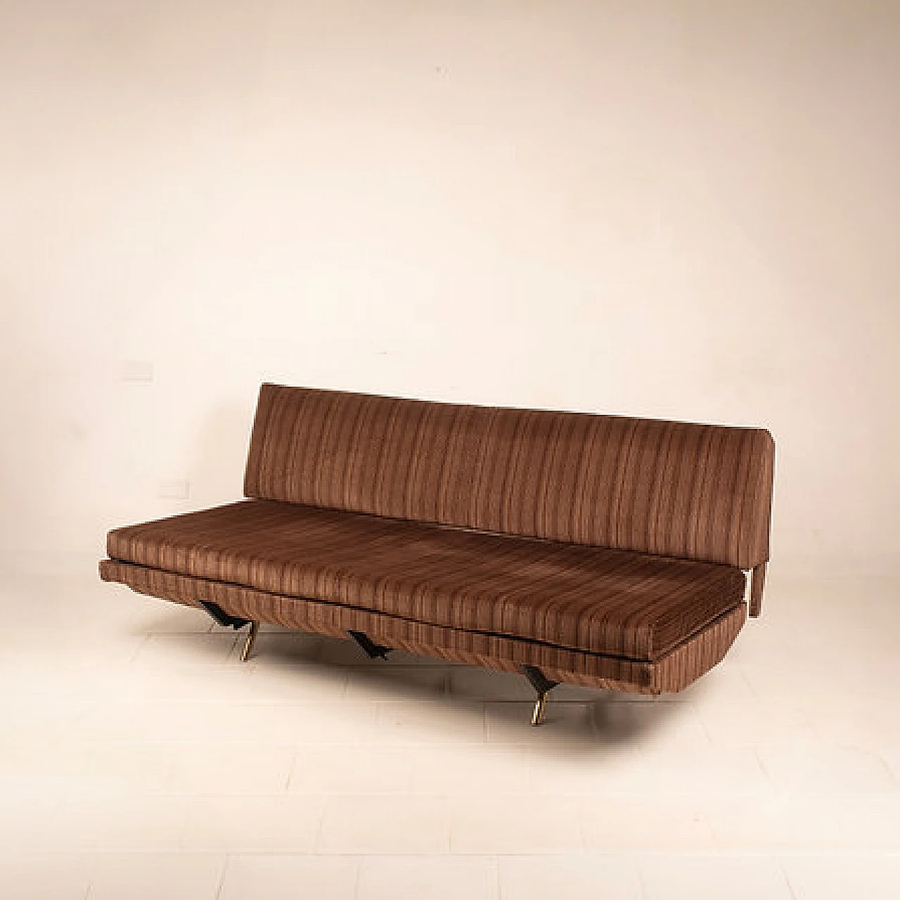 Velvet and brass convertible sofa by Pizzetti, 1950s 12