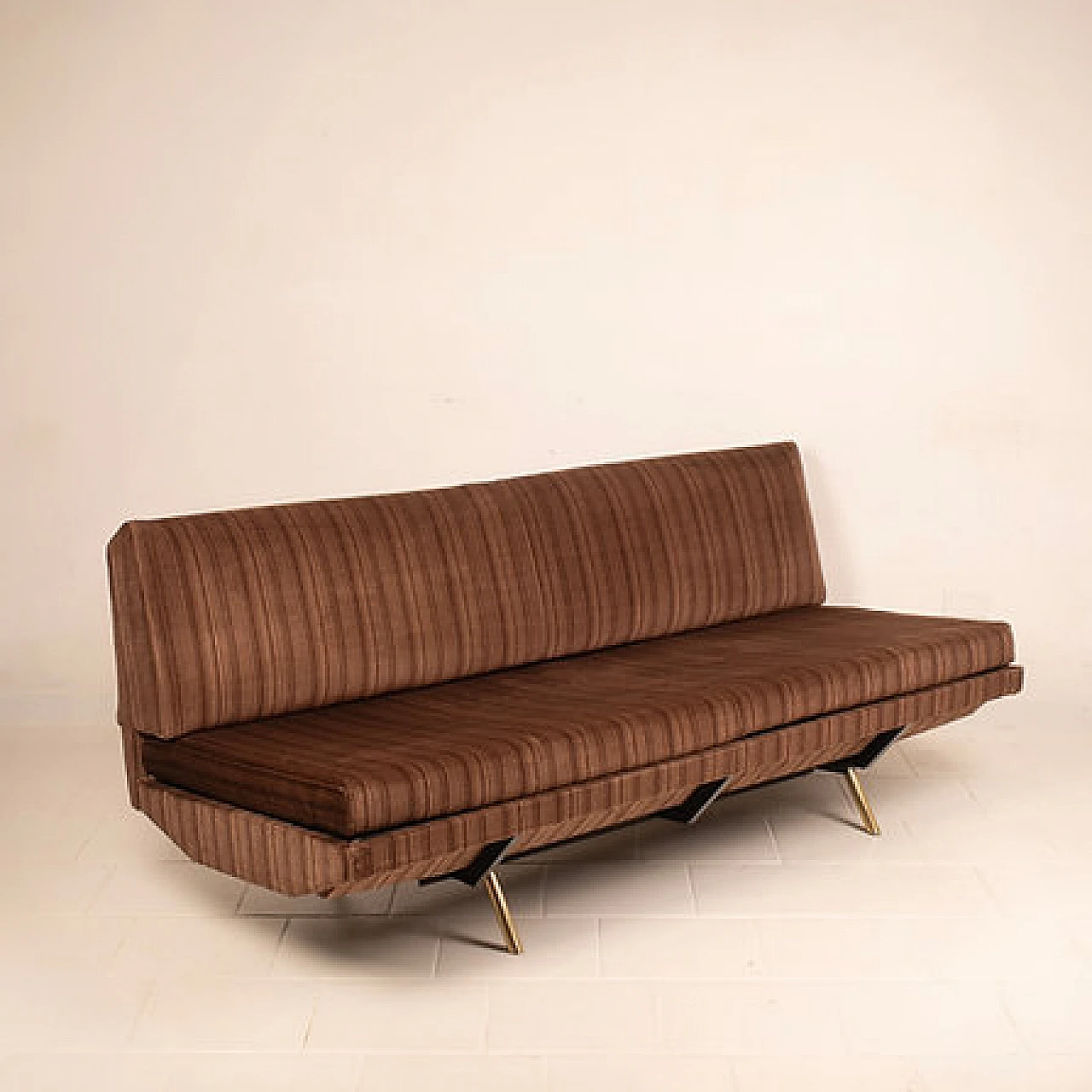 Velvet and brass convertible sofa by Pizzetti, 1950s 15