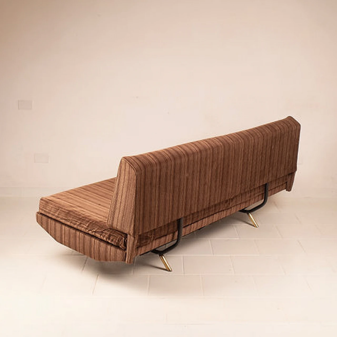 Velvet and brass convertible sofa by Pizzetti, 1950s 16