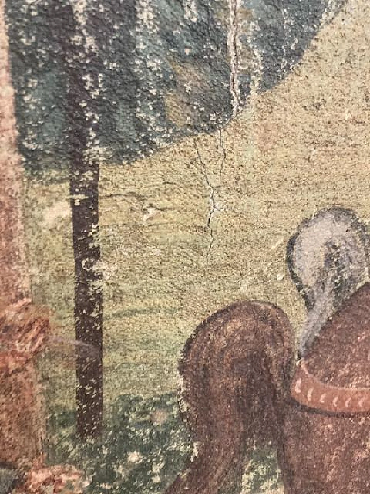 Tear-off of fresco depicting noblemen on horseback, early 20th century 8