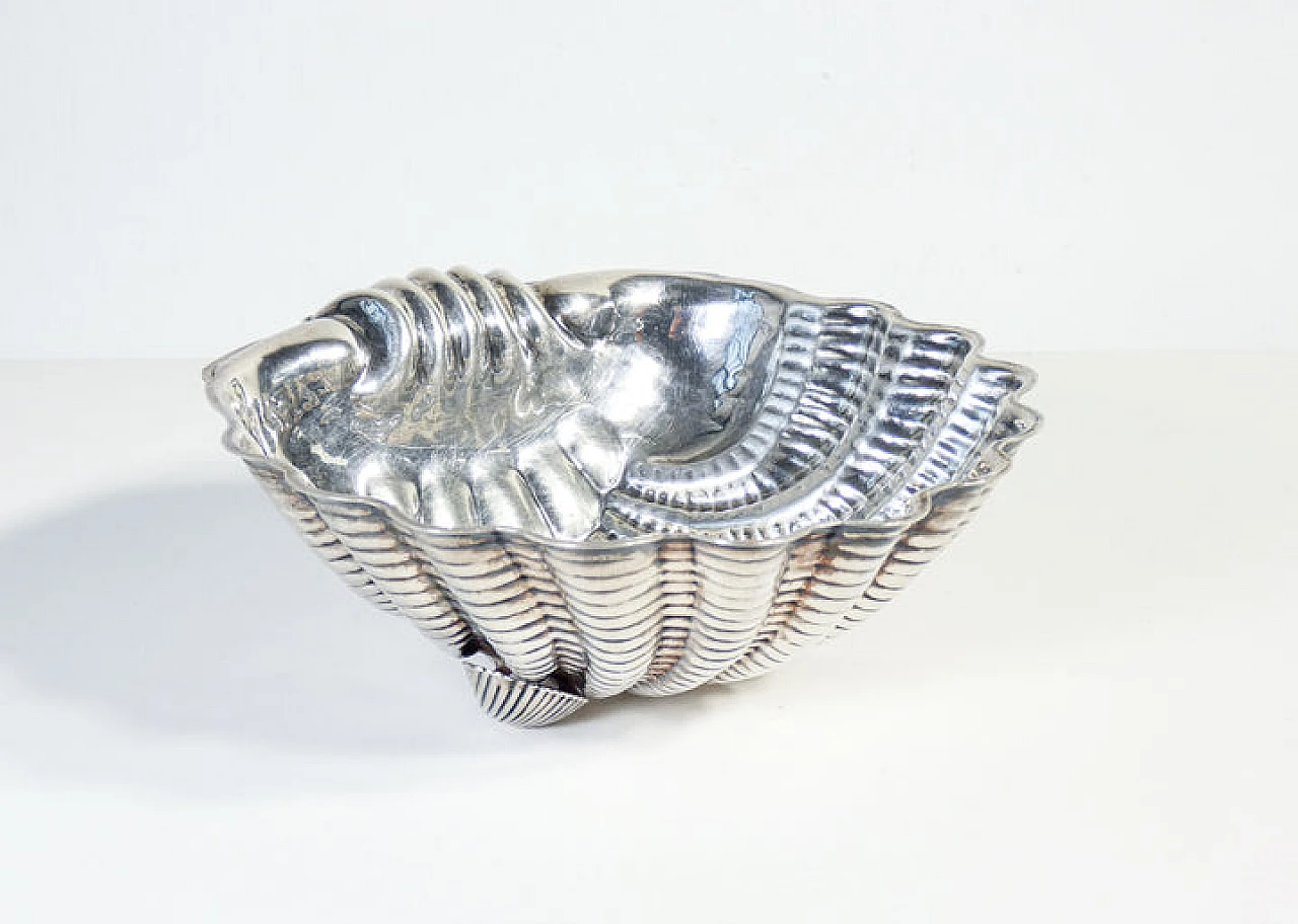 Silver 800 shell bowl by Rino Greggio, 1950s 1