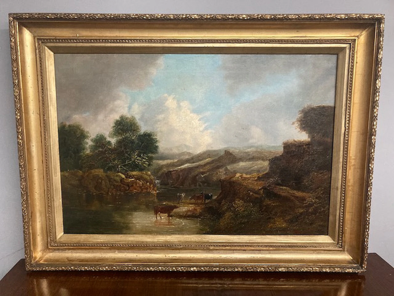 English landscape with cows, oil on canvas, 19th century 1