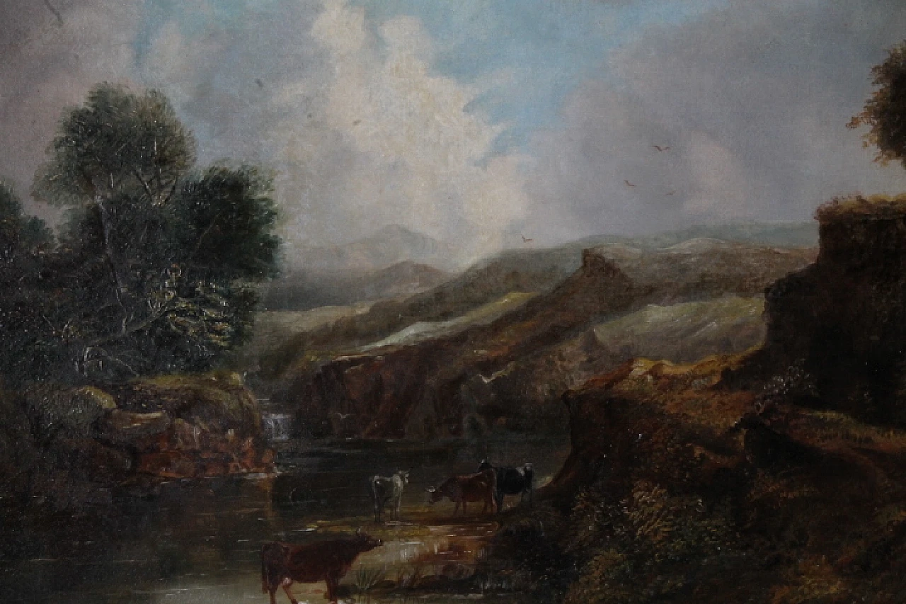 English landscape with cows, oil on canvas, 19th century 10