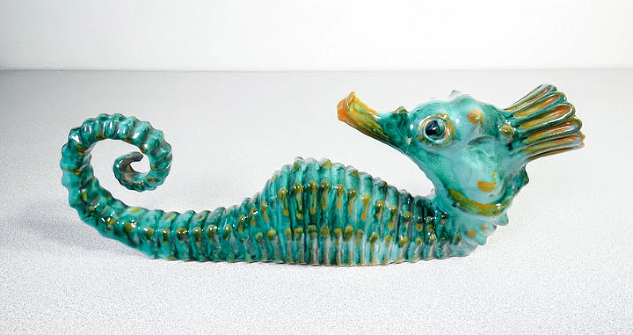 Pair of ceramic seahorses by Acabbo Amalfi, 1980s 15