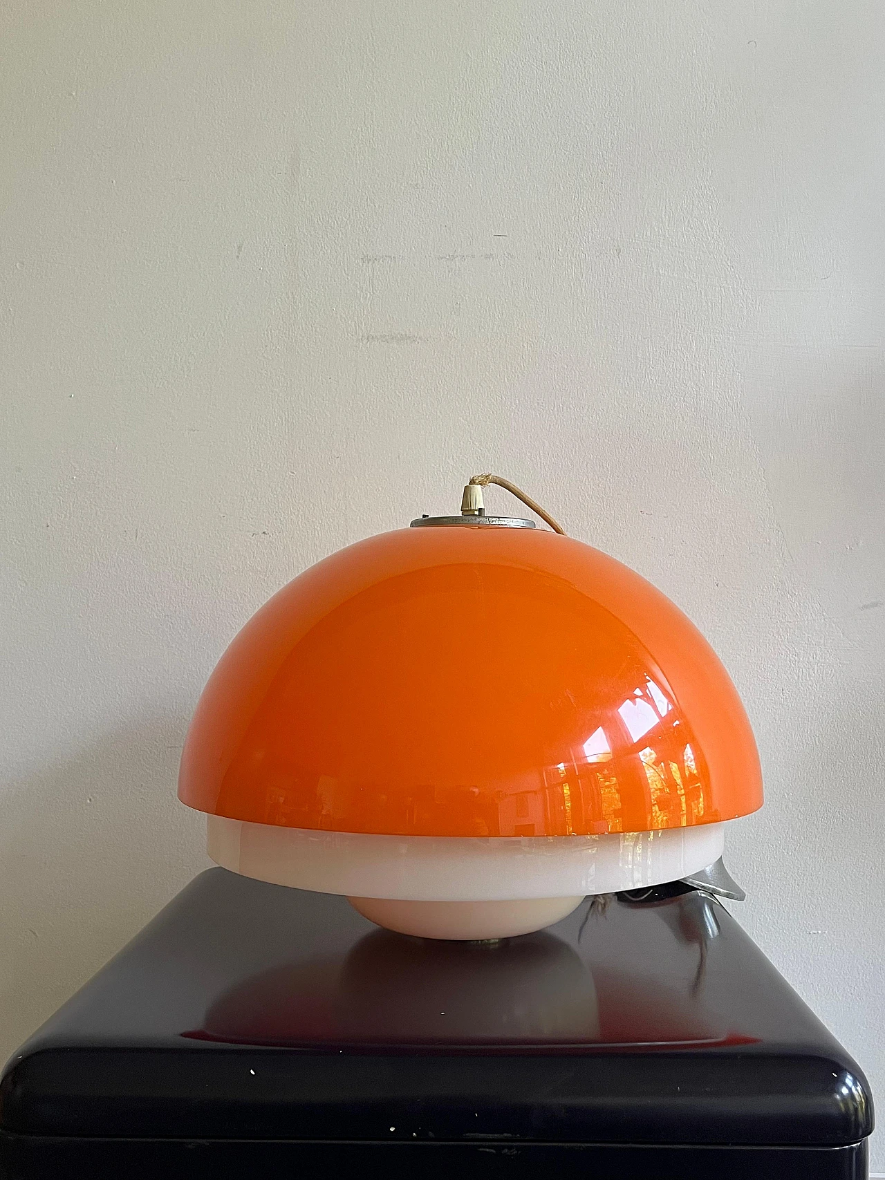 Orange plastic Space Age chandelier, 1970s 5