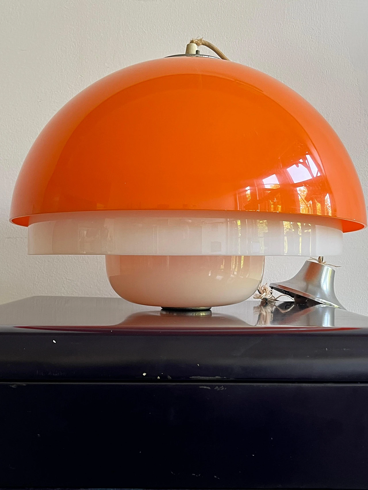 Orange plastic Space Age chandelier, 1970s 6