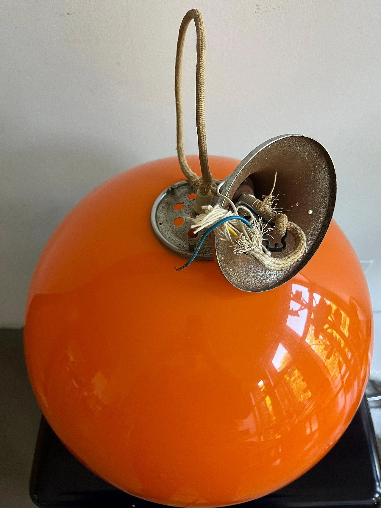 Orange plastic Space Age chandelier, 1970s 8